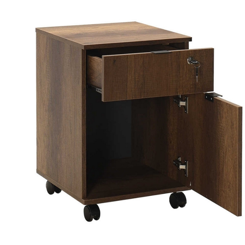 Συρταριέρα γραφείου Rio Megapap τροχήλατη χρώμα καρυδί 41x45x61 εκ.