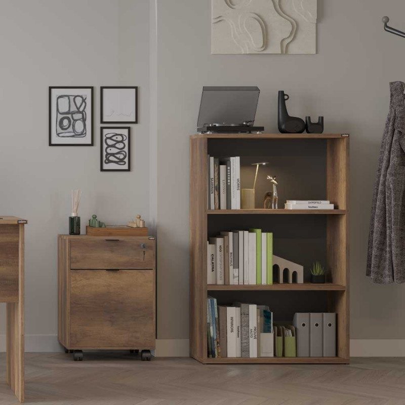 Συρταριέρα γραφείου Rio Megapap τροχήλατη χρώμα καρυδί 41x45x61 εκ.