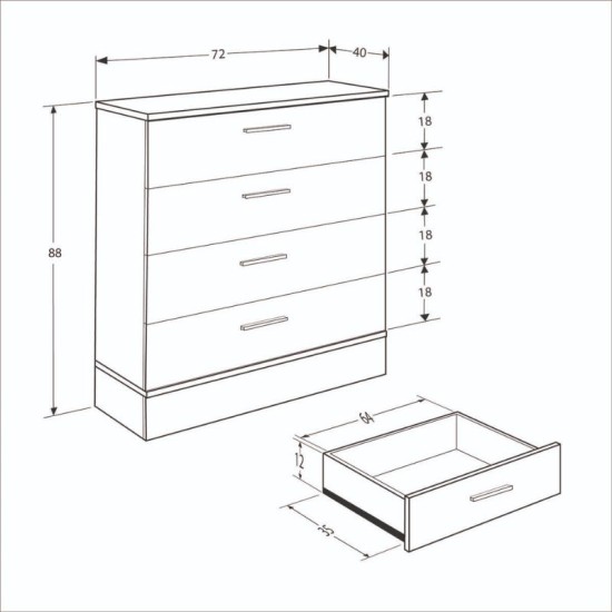 Συρταριέρα μελαμίνης Base Megapap χρώμα oak - λευκό 72x40x88εκ. Συρταριέρα μελαμίνης Base Megapap χρώμα oak - λευκό 72x40x88εκ.