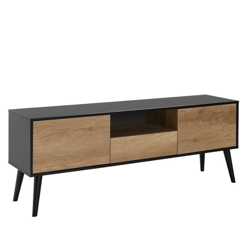 Έπιπλο τηλεόρασης Style Megapap χρώμα μαύρο - tori 160x41x58εκ.