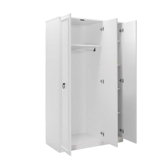 Ντουλάπα ρούχων Hampton Megapap τρίφυλλη χρώμα λευκό 103x52x185εκ.