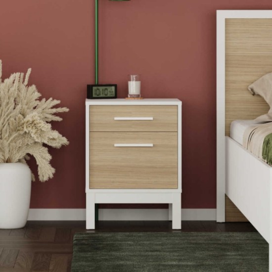 Κομοδίνο London Megapap χρώμα λευκό - oak 45x41x60εκ. Κομοδίνο London Megapap χρώμα λευκό - oak 45x41x60εκ.