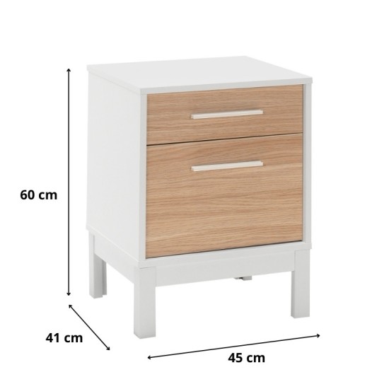 Κομοδίνο London Megapap χρώμα λευκό - oak 45x41x60εκ. Κομοδίνο London Megapap χρώμα λευκό - oak 45x41x60εκ.