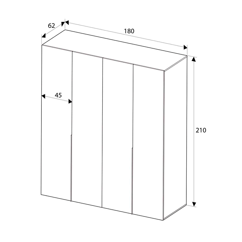 Ντουλάπα ρούχων Oryana Megapap τετράφυλλη χρώμα καρυδί 180x62x210εκ.