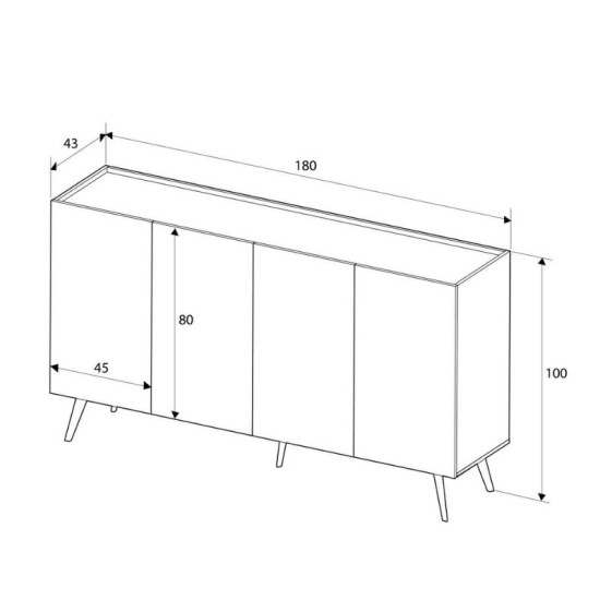 Μπουφές Luna Megapap χρώμα florida oak 180x43x100εκ. Μπουφές Luna Megapap χρώμα oak 180x43x100εκ.