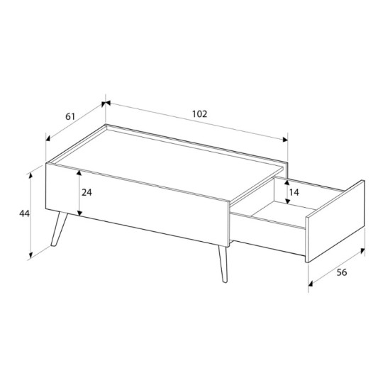 Τραπεζάκι σαλονιού Luna Megapap χρώμα florida oak 102x61x44εκ. Τραπεζάκι σαλονιού Luna Megapap χρώμα oak 102x61x44εκ.