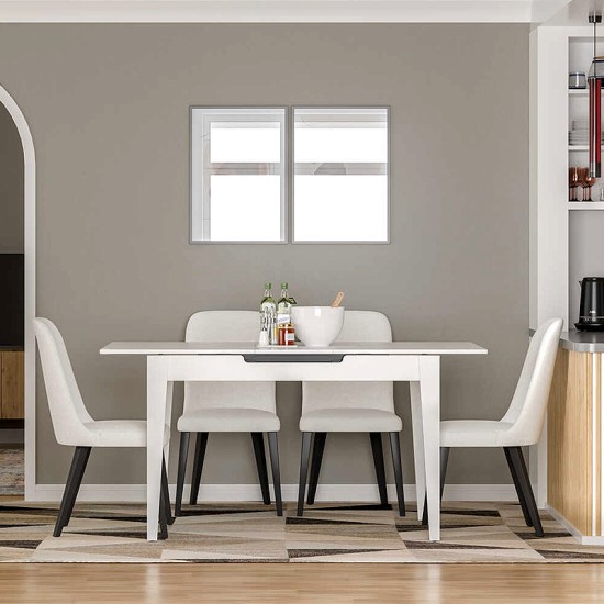 Τραπέζι Trendline Megapap επεκτεινόμενο χρώμα λευκό 120/150x70x75εκ. Τραπέζι Trendline Megapap επεκτεινόμενο χρώμα λευκό 120/150x70x75εκ.