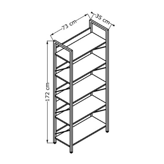 Βιβλιοθήκη Connect Megapap χρώμα καρυδί 73x35x172εκ. Βιβλιοθήκη Connect Megapap χρώμα καρυδί 73x35x172εκ.