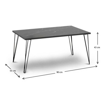 Τραπεζάκι σαλονιού Fiona Megapap χρώμα μαύρο εφέ μαρμάρου 90x55x43εκ.