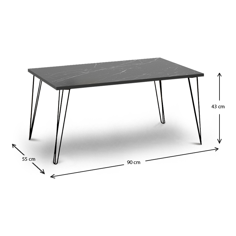 Τραπεζάκι σαλονιού Fiona Megapap χρώμα μαύρο εφέ μαρμάρου 90x55x43εκ.