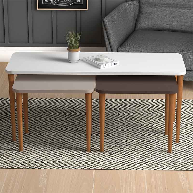 Τραπεζάκι σαλονιού και βοηθητικά τραπεζάκια Omega Megapap χρώμα λευκό - cappuccino - καφέ