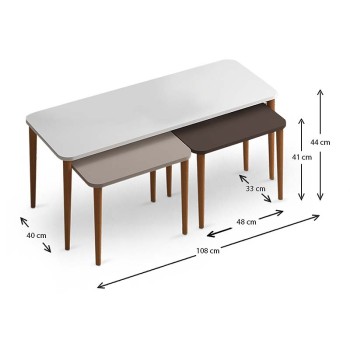 Τραπεζάκι σαλονιού και βοηθητικά τραπεζάκια Omega Megapap χρώμα λευκό - cappuccino - καφέ