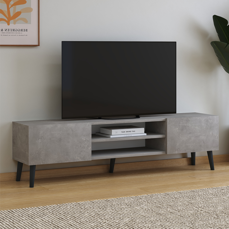 Έπιπλο τηλεόρασης Plane Megapap χρώμα γκρι ρετρό 150x32x46εκ.