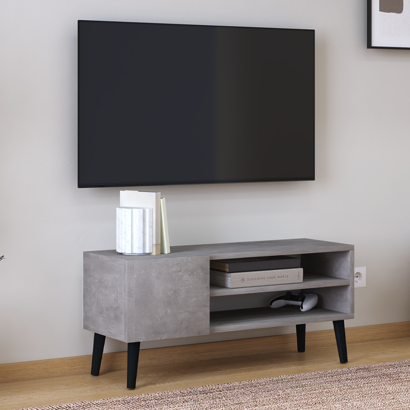 Έπιπλο τηλεόρασης Porto Megapap χρώμα γκρι ρετρό 90x32x42εκ.