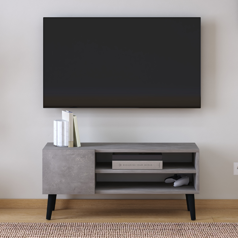 Έπιπλο τηλεόρασης Porto Megapap χρώμα γκρι ρετρό 90x32x42εκ.