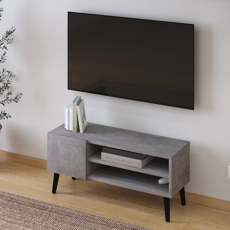 Έπιπλο τηλεόρασης Porto Megapap χρώμα γκρι ρετρό 90x32x42εκ.