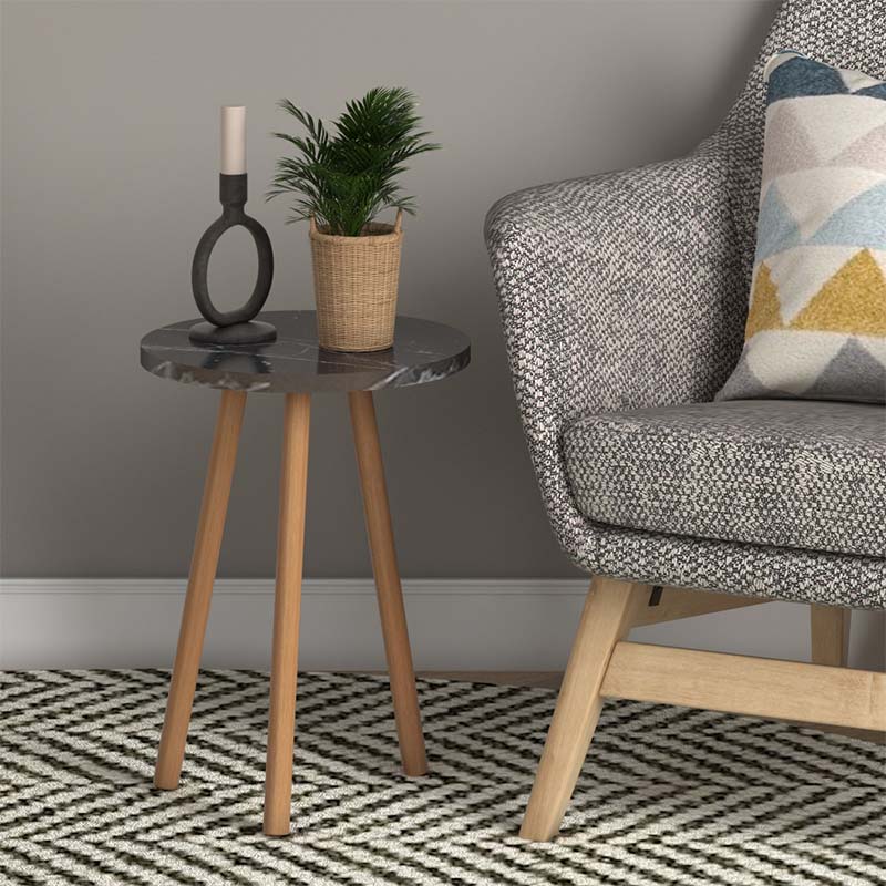 Βοηθητικό τραπεζάκι Roma Megapap χρώμα μαύρο εφέ μαρμάρου 33,5x33,5x46εκ.