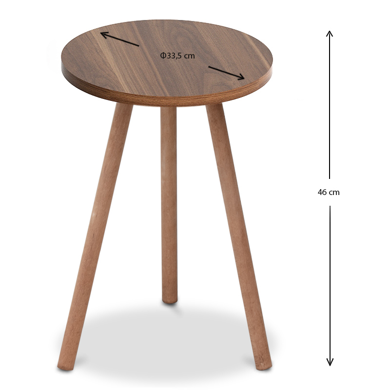 Βοηθητικό τραπεζάκι Roma Megapap χρώμα καρυδί 33,5x33,5x46εκ.