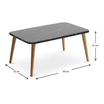Τραπεζάκι σαλονιού Soul Megapap χρώμα μαύρο εφέ μαρμάρου 90x55x41εκ.