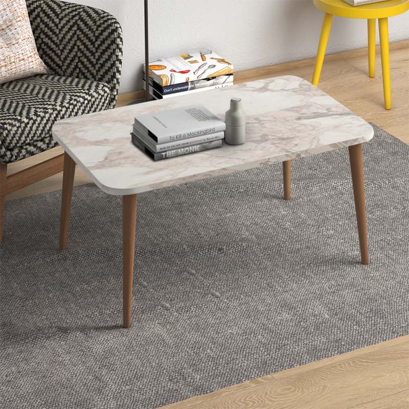 Τραπεζάκι σαλονιού Soul Megapap χρώμα μπεζ εφέ μαρμάρου 90x55x41εκ.