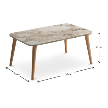 Τραπεζάκι σαλονιού Soul Megapap χρώμα μπεζ εφέ μαρμάρου 90x55x41εκ.