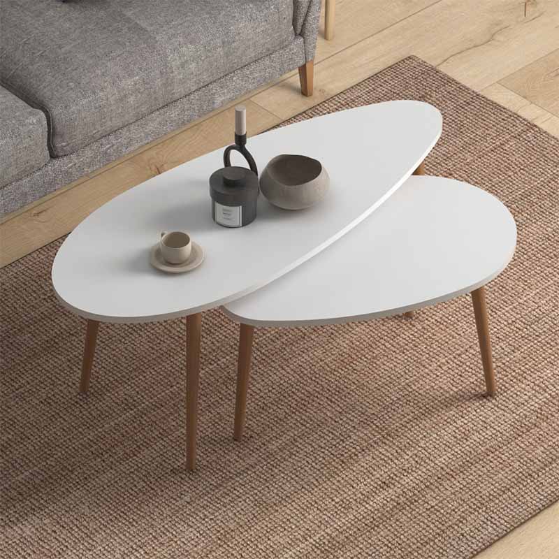 Βοηθητικά τραπεζάκια Elips Megapap χρώμα λευκό 116x46x46εκ.