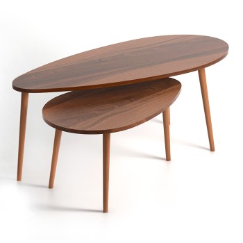 Βοηθητικά τραπεζάκια Elips Megapap χρώμα καρυδί 116x46x46εκ.