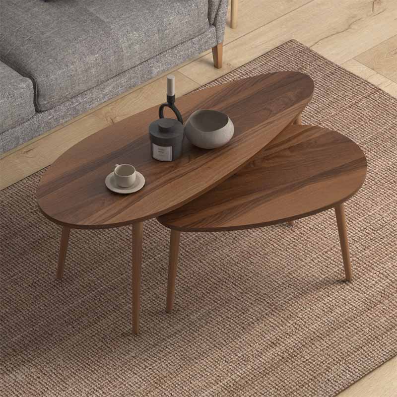 Βοηθητικά τραπεζάκια Elips Megapap χρώμα καρυδί 116x46x46εκ.