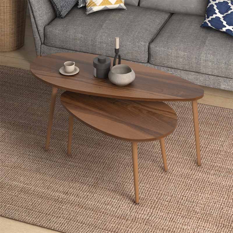 Βοηθητικά τραπεζάκια Elips Megapap χρώμα καρυδί 116x46x46εκ.