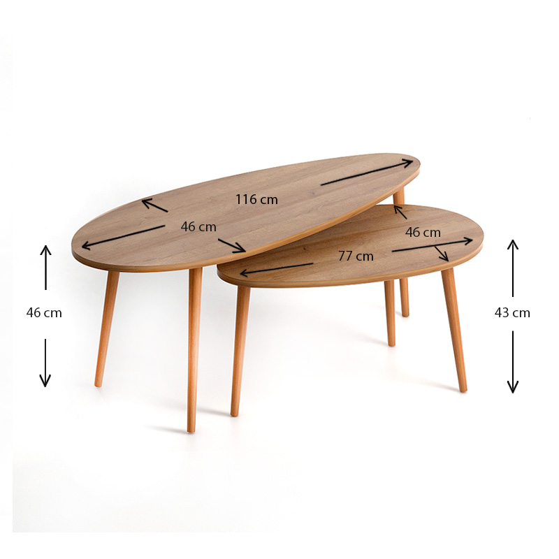 Βοηθητικά τραπεζάκια Elips Megapap χρώμα pine oak 116x46x46εκ.