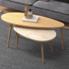 Τραπεζάκι σαλονιού σετ 2 τμχ Elips Megapap χρώμα oak - travertine 116x46x46εκ.
