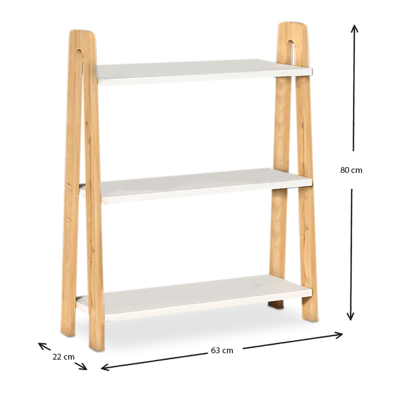 Βιβλιοθήκη Como Megapap χρώμα λευκό - oak 63x22x80εκ.