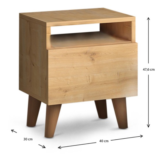 Κομοδίνο Luce Megapap από μελαμίνη χρώμα oak 40x30x47,6εκ. Κομοδίνο Luce Megapap από μελαμίνη χρώμα oak 40x30x47,6εκ.