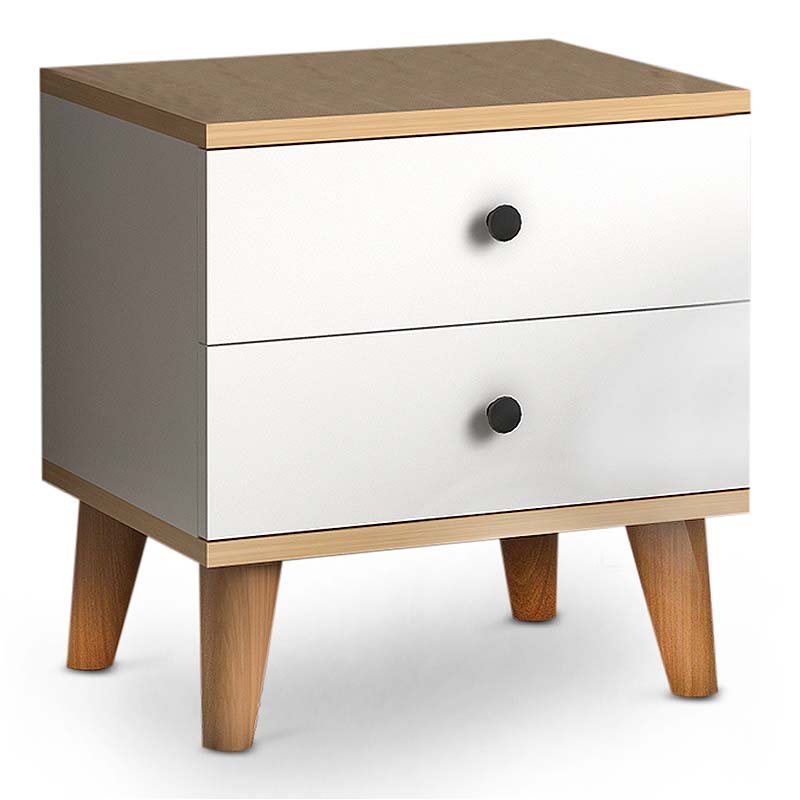 Κομοδίνο Luce Megapap χρώμα λευκό - oak 45x35x47εκ.