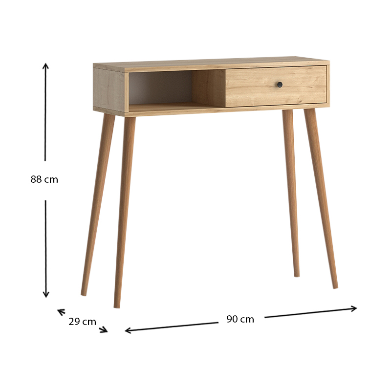 Κονσόλα Napoli Megapap χρώμα oak 90x29x88εκ.