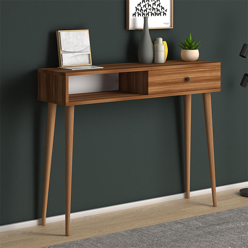 Κονσόλα Napoli Megapap χρώμα καρυδί 90x29x88εκ.