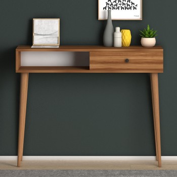 Κονσόλα Napoli Megapap χρώμα καρυδί 90x29x88εκ.