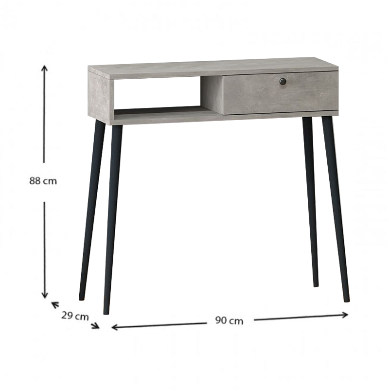 Κονσόλα Napoli Megapap χρώμα γκρι ρετρό 90x29x88εκ.