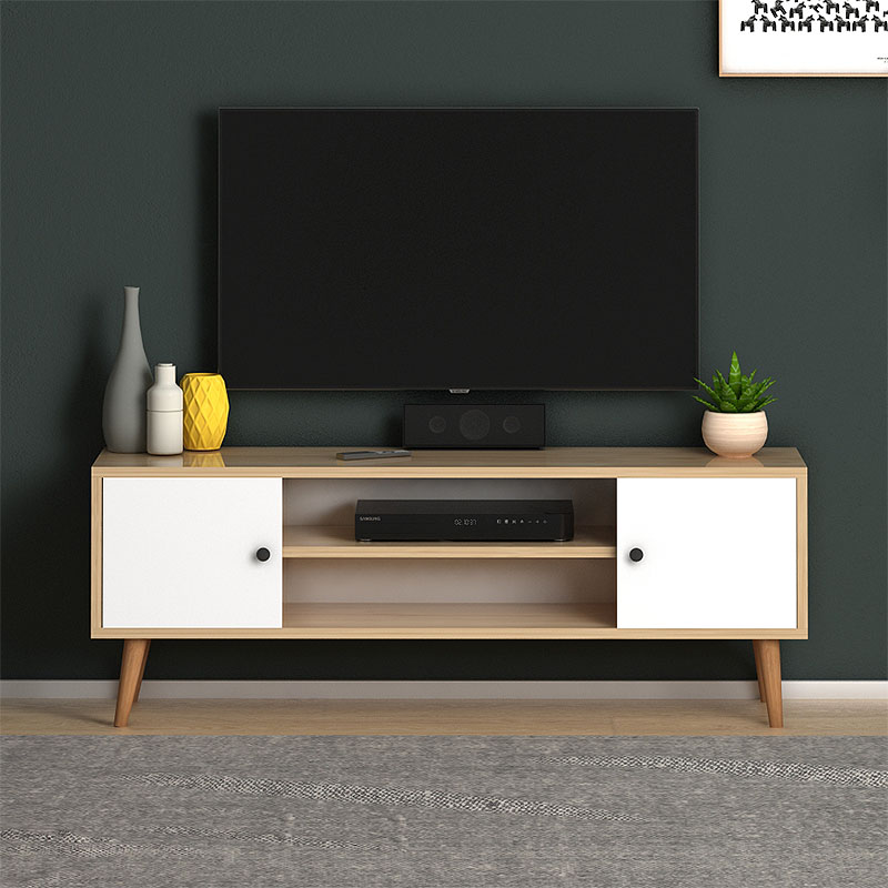 Έπιπλο τηλεόρασης Parma Megapap χρώμα white - oak 120x30x40εκ.