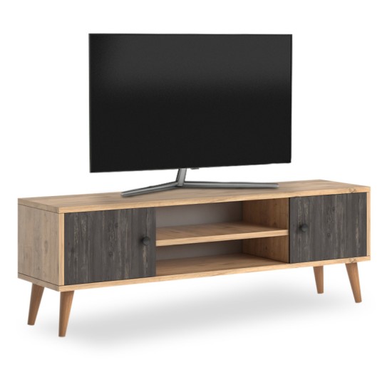 Έπιπλο τηλεόρασης Parma Megapap από μελαμίνη χρώμα industrial grey - oak 120x30x40εκ. Έπιπλο τηλεόρασης Parma Megapap από μελαμίνη χρώμα industrial grey - oak 120x30x40εκ.
