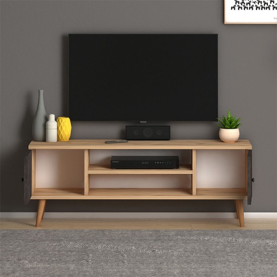 Έπιπλο τηλεόρασης Parma Megapap από μελαμίνη χρώμα industrial grey - oak 120x30x40εκ. Έπιπλο τηλεόρασης Parma Megapap από μελαμίνη χρώμα industrial grey - oak 120x30x40εκ.