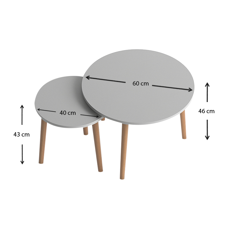 Σετ τραπεζάκια σαλονιού Roma Megapap 2 τμχ. χρώμα λευκό 60x60x46εκ.