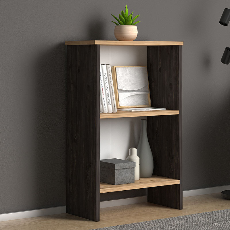 Βιβλιοθήκη Flora Megapap χρώμα industrial grey - oak 52x25x80εκ.