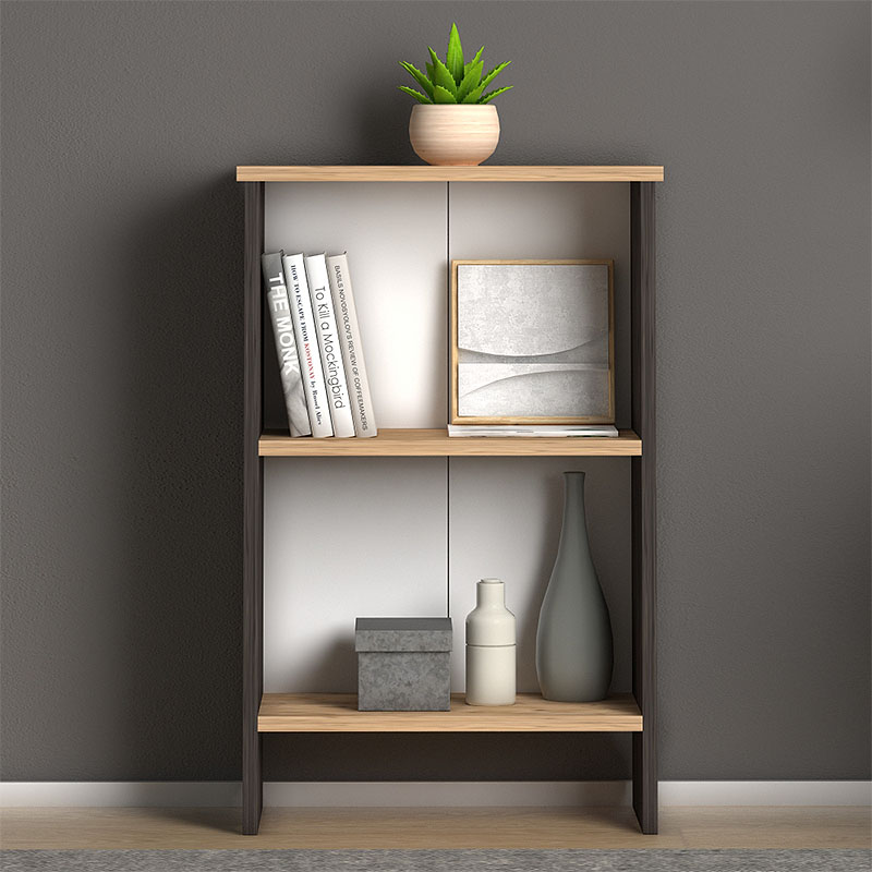 Βιβλιοθήκη Flora Megapap χρώμα industrial grey - oak 52x25x80εκ.