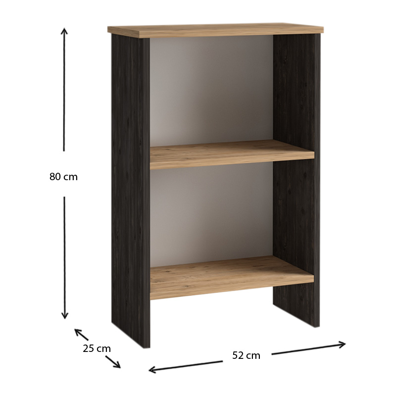 Βιβλιοθήκη Flora Megapap χρώμα industrial grey - oak 52x25x80εκ.