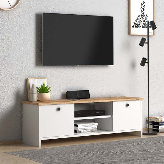 Έπιπλο τηλεόρασης Cube Megapap από μελαμίνη χρώμα pine - white 120x30x40εκ. Έπιπλο τηλεόρασης Cube Megapap από μελαμίνη χρώμα pine - white 120x30x40εκ.