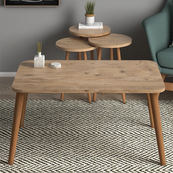 Τραπεζάκι σαλονιού σετ 4 τμχ Soul Megapap χρώμα oak 90x55x43εκ. Τραπεζάκι σαλονιού σετ 4 τμχ Soul Megapap χρώμα oak 90x55x43εκ.