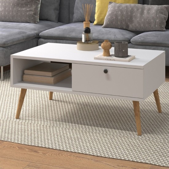 Τραπεζάκι σαλονιού Napoli Megapap χρώμα λευκό 90x50x44εκ. Τραπεζάκι σαλονιού Napoli Megapap χρώμα λευκό 90x50x44εκ.