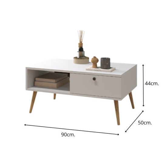 Τραπεζάκι σαλονιού Napoli Megapap χρώμα λευκό 90x50x44εκ. Τραπεζάκι σαλονιού Napoli Megapap χρώμα λευκό 90x50x44εκ.
