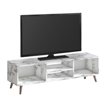 Έπιπλο τηλεόρασης Loren Megapap χρώμα λευκό εφέ μαρμάρου 120x30x40εκ.